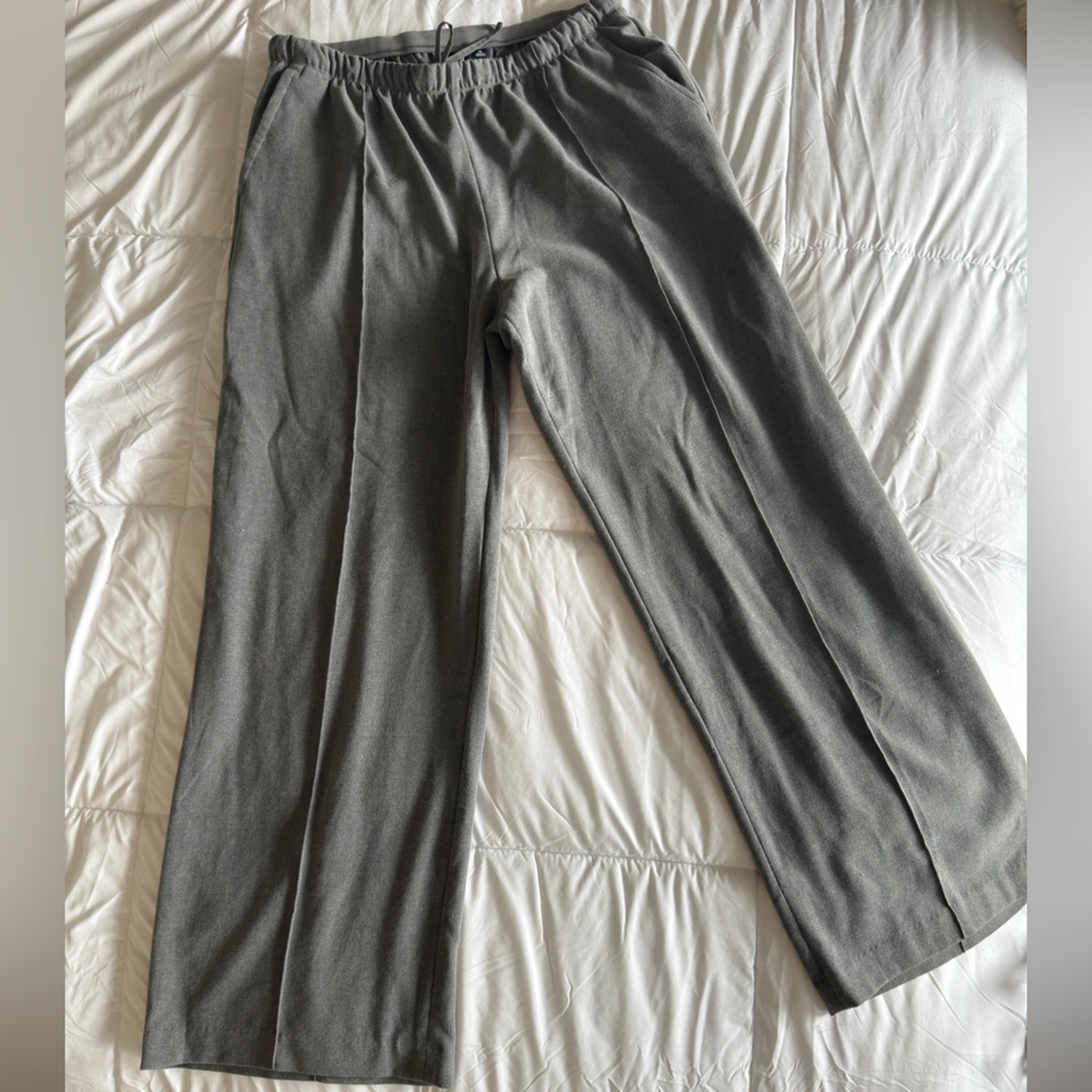 Gap Women’s Gray Elastic-Waist Wide Leg Casual Pants / Trousers